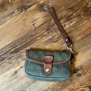 Vintage Dooney & Bourke Green Denim Wristlet